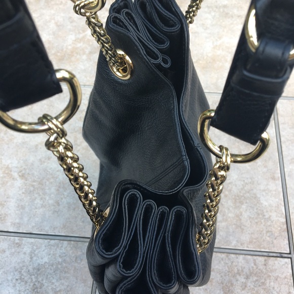 Vince Camuto black leather chain purse handbag - Picture 4 of 13